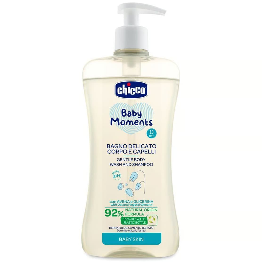 Гель-шампунь для тіла та волосся з екстрактом вівса Chicco Baby Moments Без сліз, 500 мл