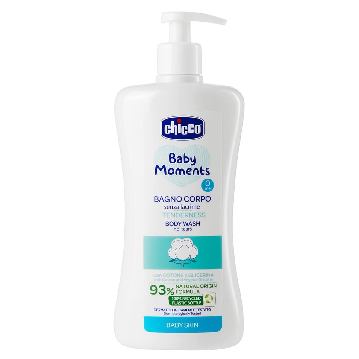 Гель для купання з екстрактом бавовни та гліцерином Chicco Baby Moments Без сліз, 500 мл