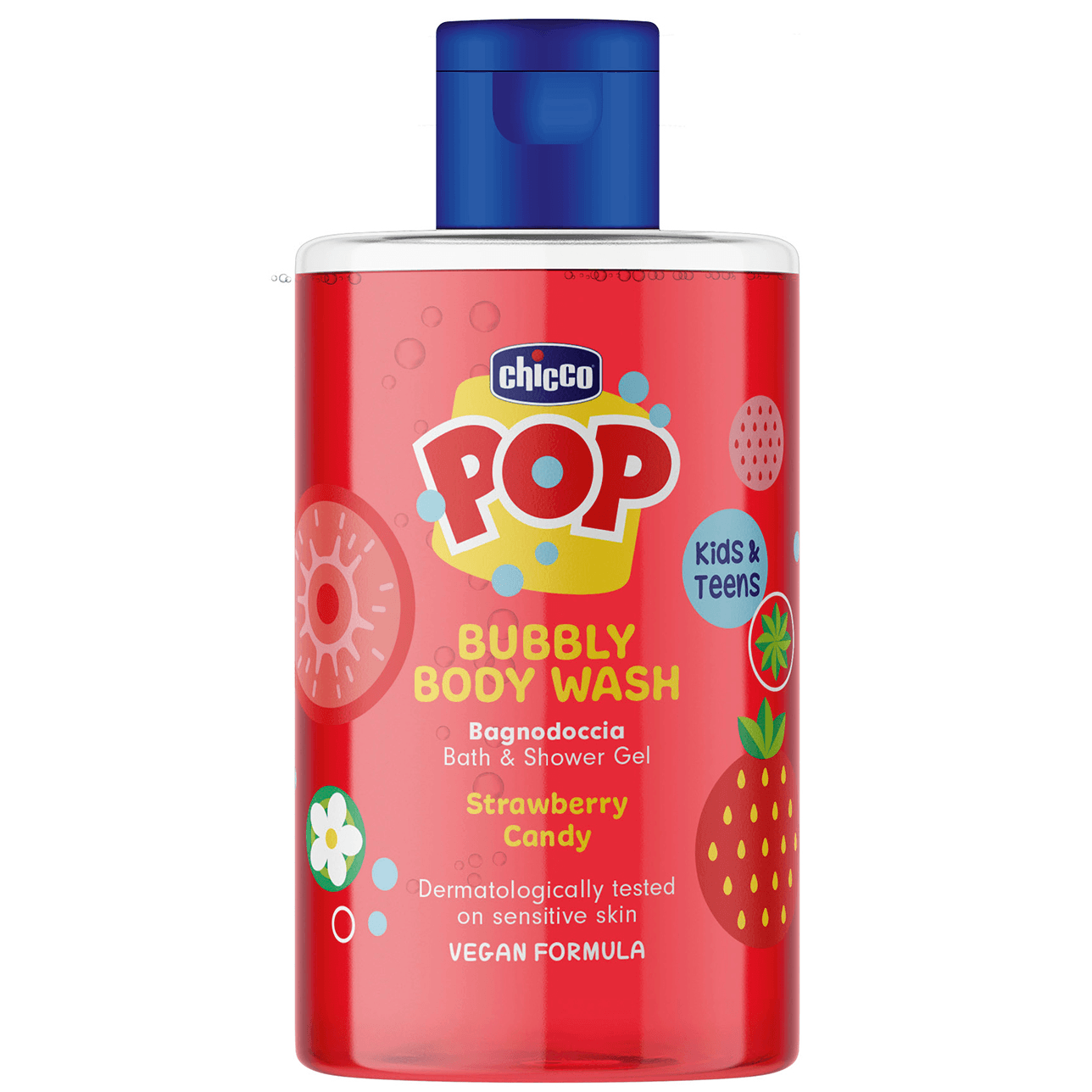 Гель для купання з екстрактом полуниці Chicco Pop Strawberry Candy, від 6 років, 300 мл